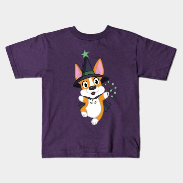 Simple Corgi Witch Kids T-Shirt by SPufferARTs